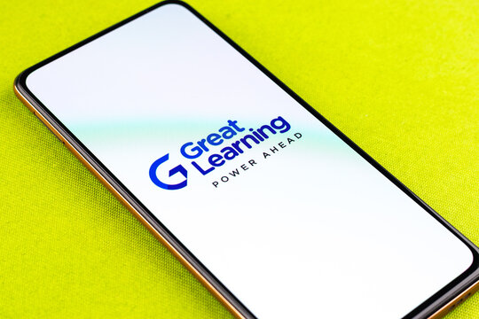 West Bangal, India - January 7, 2022 : Great learning logo on phone screen stock image.