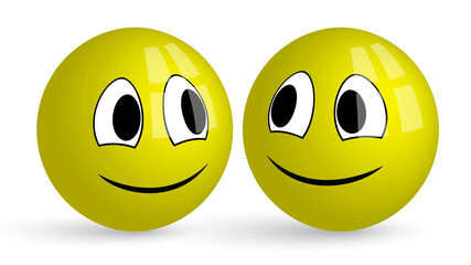 Two yellow smileys on a white background
