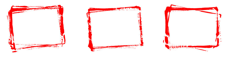 3 schmutzige rote grunge Rahmen - Stempel oder Pinsel Umrandung
