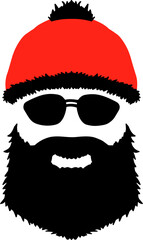 Isolated silhouette fase Santa Claus. Merry Christmas. Happy New Year. Cool Santa. Santa in a mask. Santa with glasses