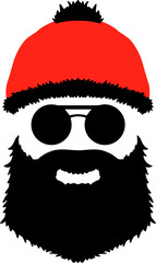 Isolated silhouette fase Santa Claus. Merry Christmas. Happy New Year. Cool Santa. Santa in a mask. Santa with glasses