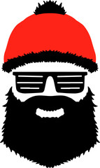 Isolated silhouette fase Santa Claus. Merry Christmas. Happy New Year. Cool Santa. Santa in a mask. Santa with glasses