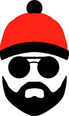 Isolated silhouette fase Santa Claus. Merry Christmas. Happy New Year. Cool Santa. Santa in a mask. Santa with glasses