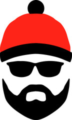 Isolated silhouette fase Santa Claus. Merry Christmas. Happy New Year. Cool Santa. Santa in a mask. Santa with glasses