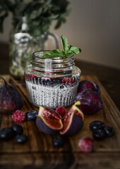 dessert with chia seeds and coconut milk