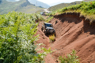 car 4x4 off road  climbing on the mountain at a car race in village theodoriana , arta perfecture , greece © sea and sun