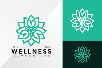 Wellness Flower Bloom Logo Design Vector illustration template