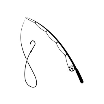 recommend clip art: Fishing rod icon isolated on white background