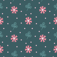 seamless pattern of pink cosmos flowers 