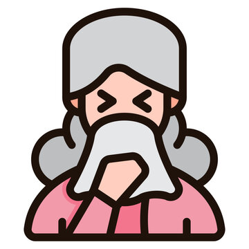 sick person blowing nose with tissue clip art preview