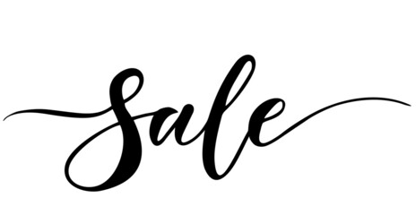 Sale handwritten inscription. Hand drawn lettering vector illustration. One line drawing of phrase. Modern design with calligraphic inscription.