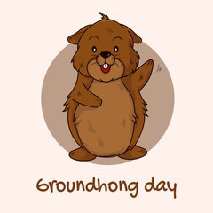 Happy Groundhog Day. Vector illustrations of cute and funny groundhogs.