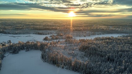 Beautiful sun and sky in winter in Russia
