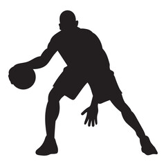Basketball player white background, vector silhouette. Illustration