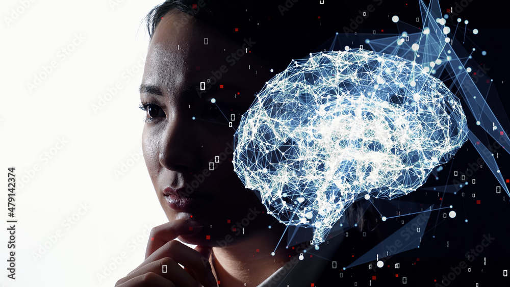 Poster ai (artificial intelligence) concept. communication network.