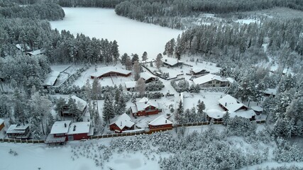 Beautiful nature in winter from drone in Russia