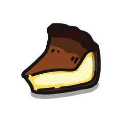 カットされたバスク風チーズケーキのイラスト。