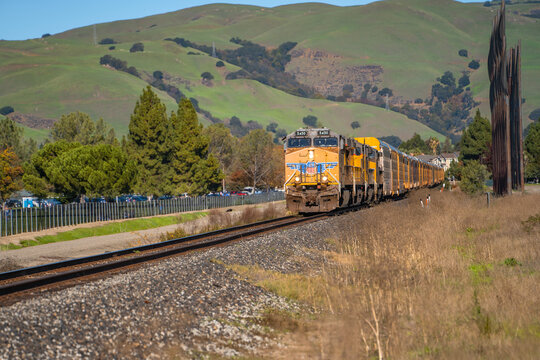 Railway with Union Pacific train