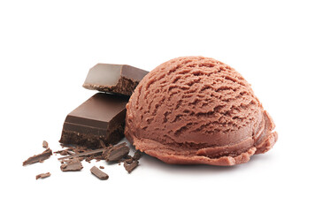 Chocolate ice cream isolated on white background