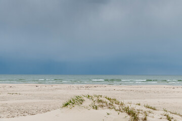 Baltic sea coast in gray day.