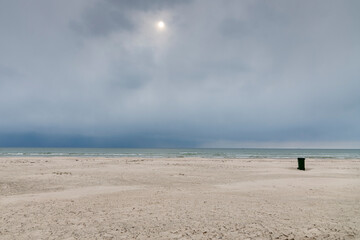 Baltic sea coast in gray day.