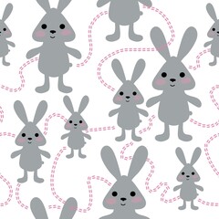 Obraz premium Bunnies seamless rabbits pattern for fabrics and textiles and packaging and gifts and cards and linens and kids