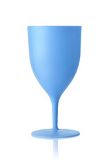 Front view of blue plastic wine glass