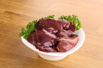 Raw chicken liver in the bowl