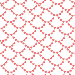 Vector seamless pattern with hearts garland on white. Great for fabrics,  Valentine's day  wrapping papers.