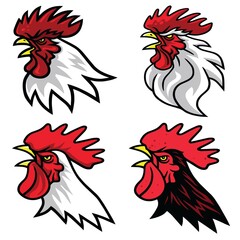 Rooster Cock Mascot Logo Premium Design Pack Collection Vector Set Cartoon Illustration