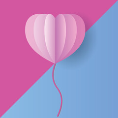 3D Heart Pink Balloon Paper Art Background