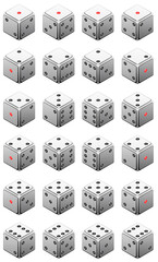 set of realistic west 3D dice sprite sheet on a white background vector image
