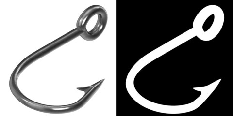 3D rendering illustration of a fish hook