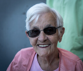 Aged candid woman close up portrait , high photo 