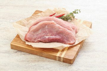 Raw pork schnitzel for roast
