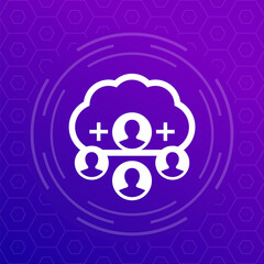 collect user data in cloud vector icon