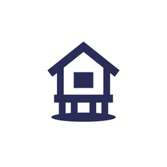 Stilt house icon, home on stilts