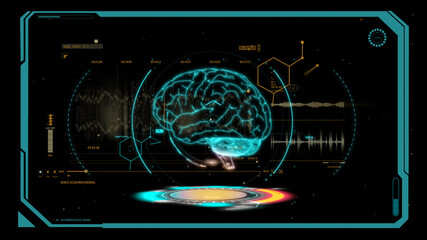 Human brain scan HUD info graphic.