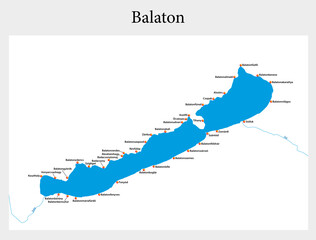 Simple overview map of the Hungarian Lake Balaton - obrazy, fototapety, plakaty