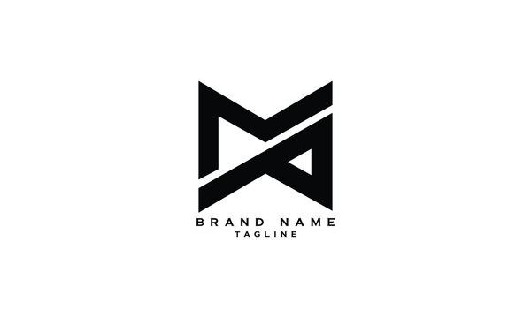 MP, PM, Abstract initial monogram letter alphabet logo design