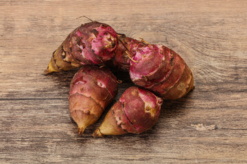 Raw topinambur root or Jerusalem artichoke