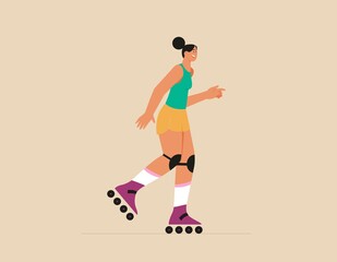 Roller skating girl. Flat vector illustration, sport concept © Jango_art