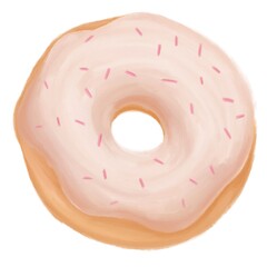 Donut, sweetness, isolated pastry pattern on white background