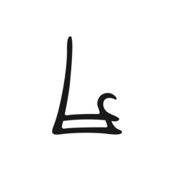 Letter L logo, icon. Hand drawn isolated letter l sign. Handwritten, lettering for logo. Calligraphy letter l template. Lettering script, font, Brush script, dual stem