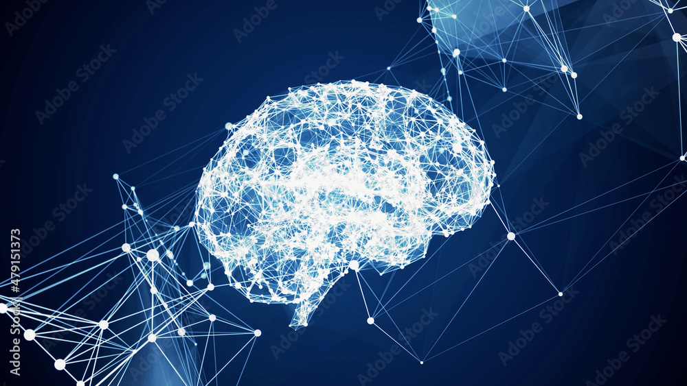Poster ai (artificial intelligence) concept. communication network.