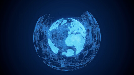 Global communication network concept. Planet earth in cyberspace.