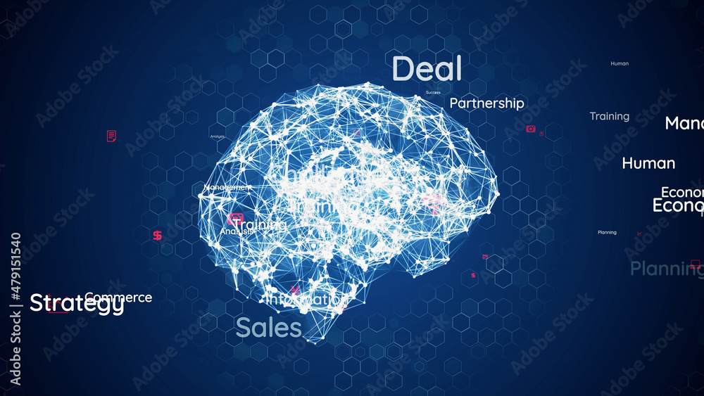 Aufkleber AI (Artificial Intelligence) concept. Data analysis. Search engine optimization.