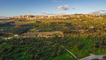 Aerial View of Agrigento at Sunset, Sicily, Italy, Europe, World Heritage Site