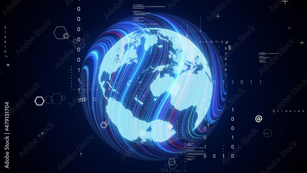 Aufkleber global communication network concept. planet earth in cyberspace.