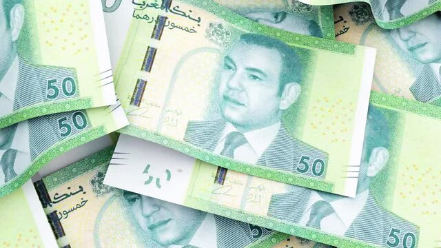 fifty dirhams banknotes stacks animation, moroccan money, 50 dirhams
